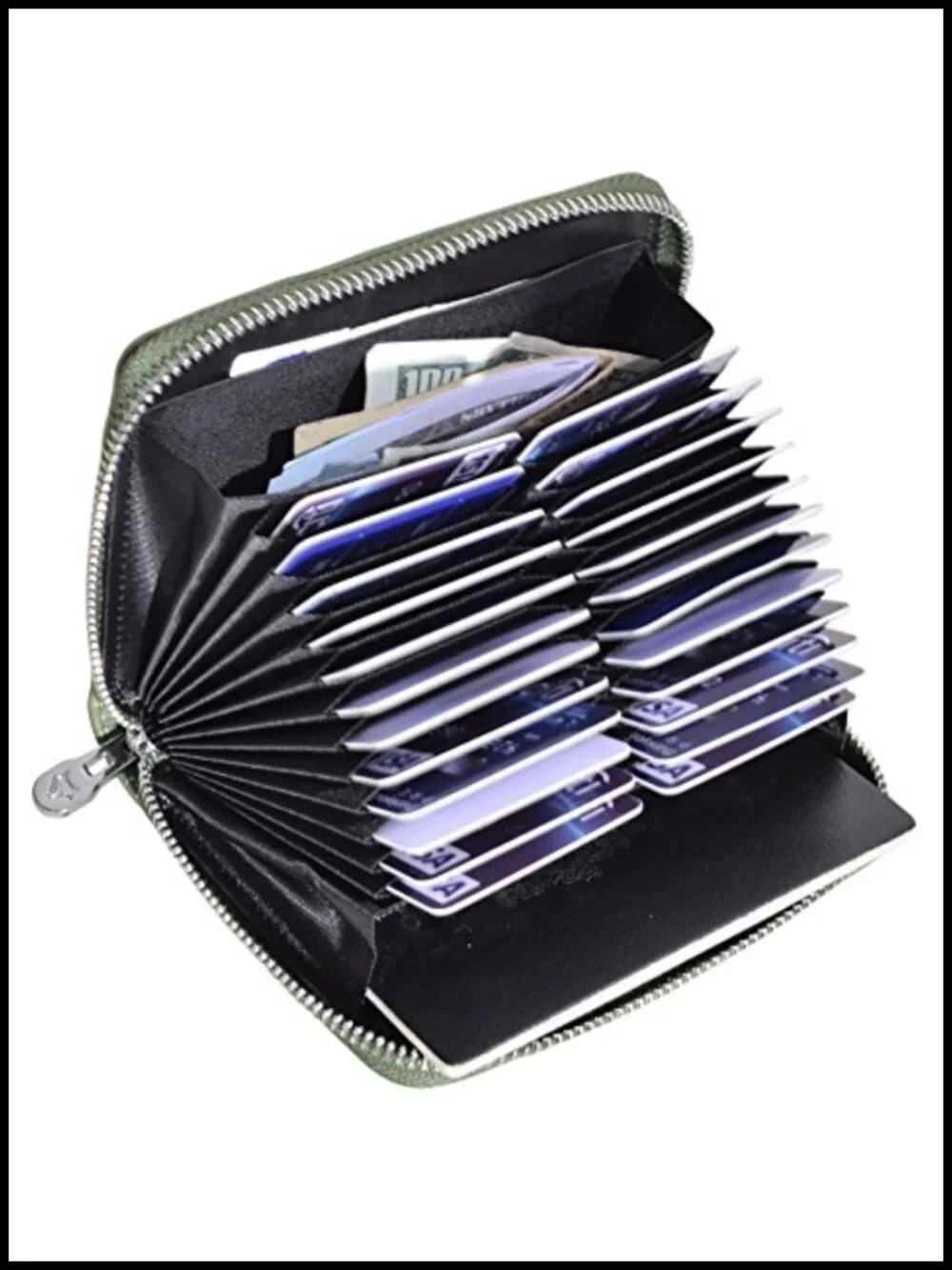 Genuine Leather RFID Passport Credit Card Holder Case with Zipper